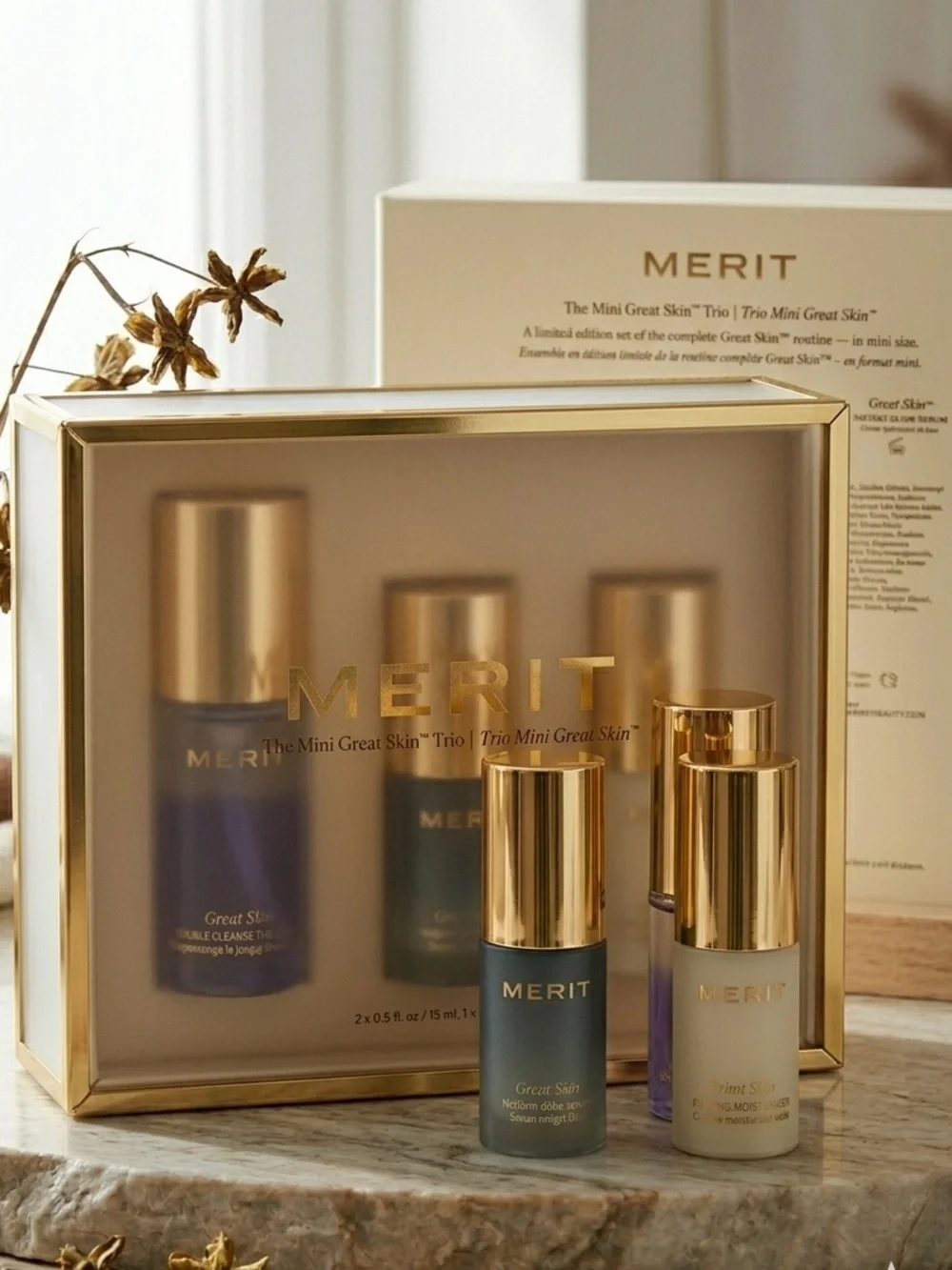 MERIT THE GREAT SKIN MINI TRIO RARE & COVETED LUXURY SEPHORA RELEASE NIB